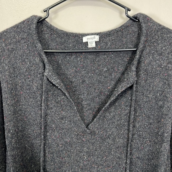 J. Jill Women’s Gray Tie Neck Sweater 3/4 Sleeve Sz L - Picture 2 of 11